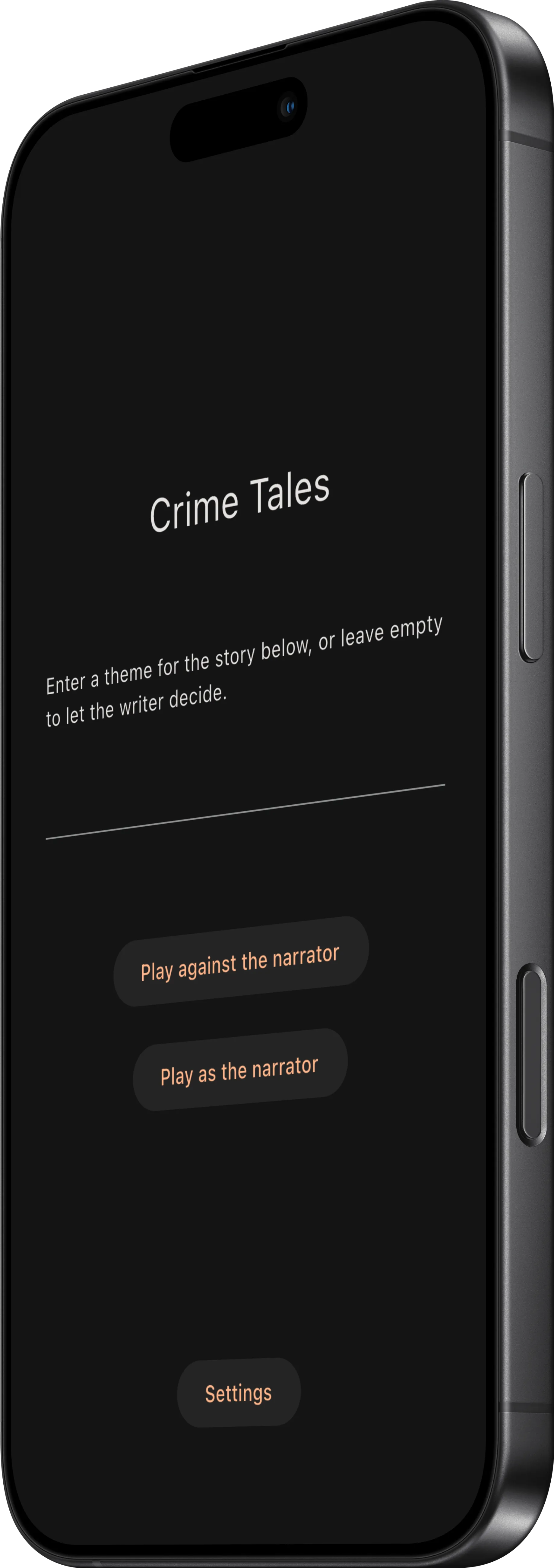 crime tales main menu screenshot